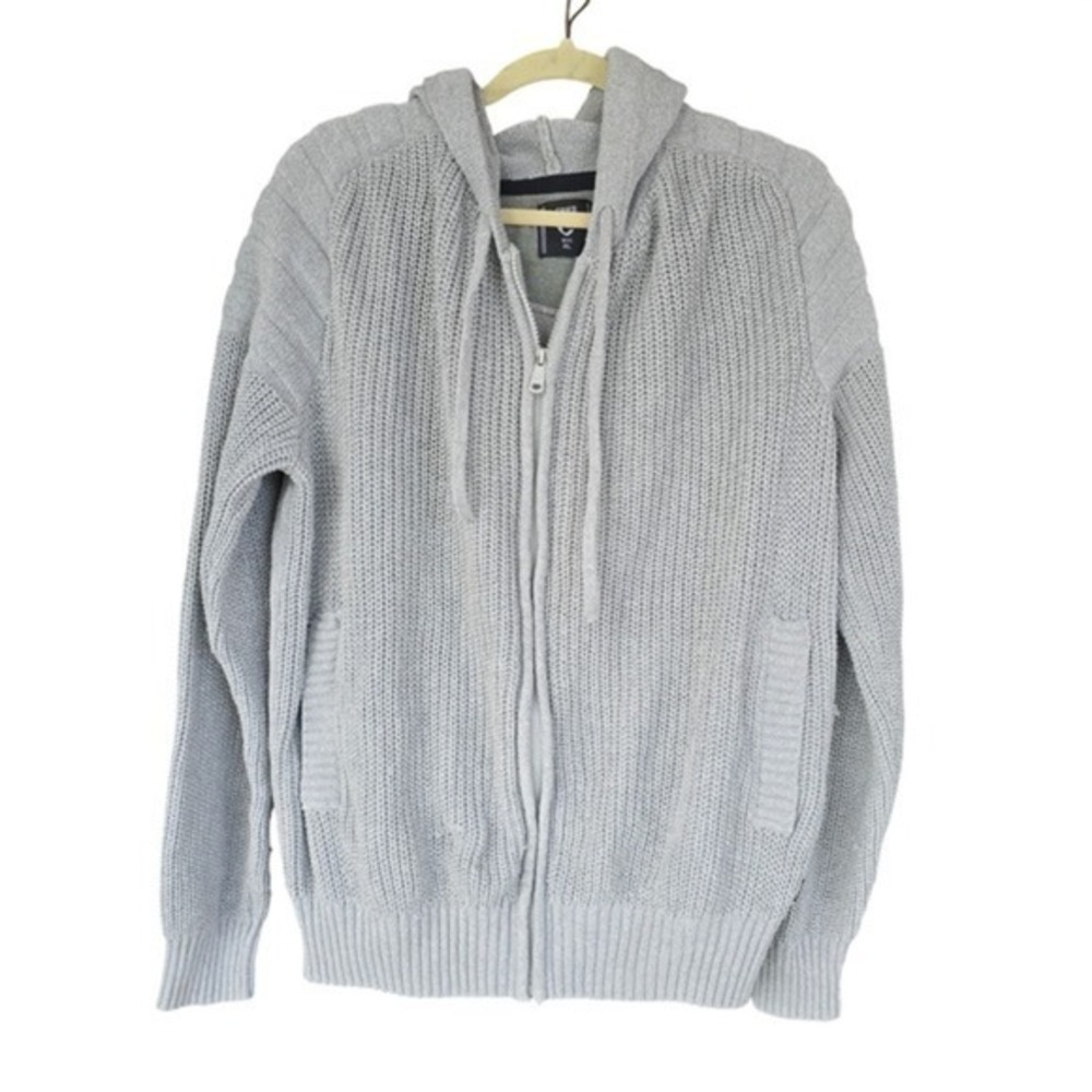 FRIED DENIM Mens Grey Knitted Full Zip Hoodie Sweater XL